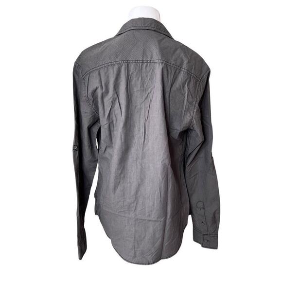 Carbon Slim Fit Western Snap Pockets Charcoal Gray Tab Sleeve Shirt MEDIUM Gray - Picture 8 of 11
